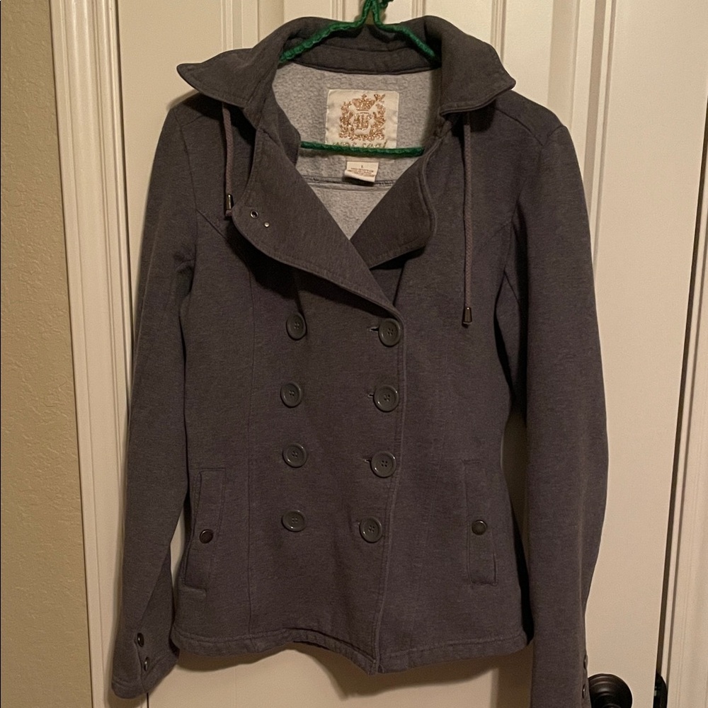 Wet Seal Charcoal Double-Breasted Pea Coat